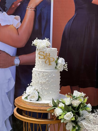 Stunning Two-Tier White Wedding Cake Design