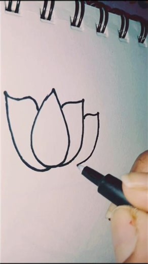 simple lotus flower drawing step by step 🌷#lotus#drawing#youtubeshorts