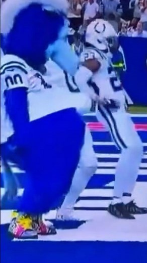 Cam Bynum Celebrates Interception with Mascot Blue #nfl #colts #sportsnews