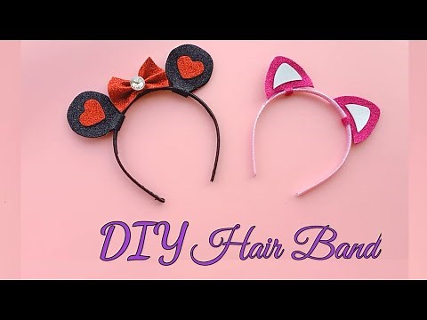 DIY Mickey Mouse & Cat Hair band / homemade hairband / Glitter paper headband / Hairbands