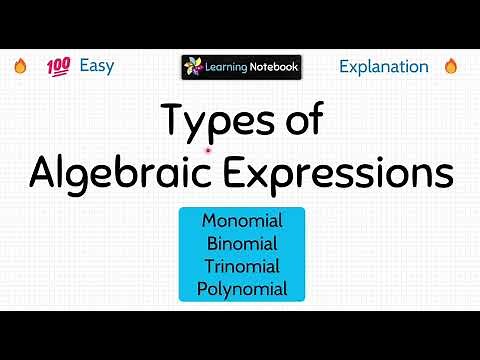Types of Algebraic Expressions - Monomial Binomial Trinomial Polynomial