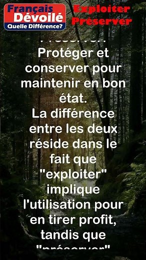 Exploiter et Préserver (Quelle Diff.) #shorts
