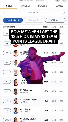 POV: When I get last pick in my Fantasy Basketball Draft || NBA Fantasy Basketball [POINTS DYNASTY]
