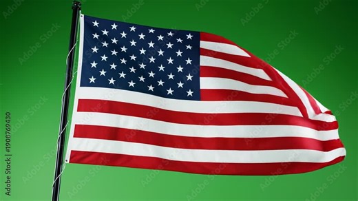 American flag waving in wind