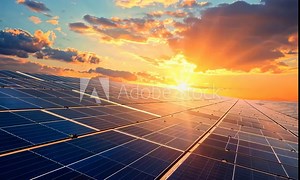 A solar panel field with a sun in the sky Video