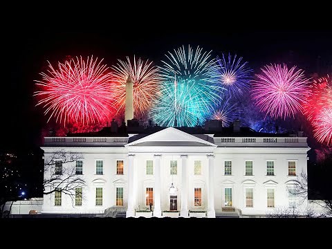 Bidens watch the inaugural fireworks from the White House