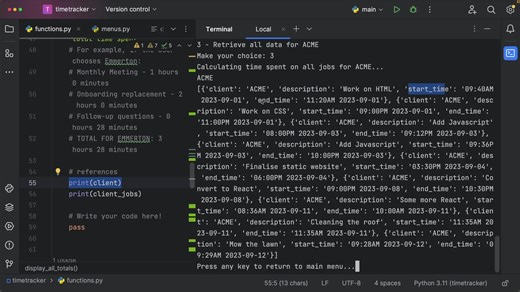 Total hours by client