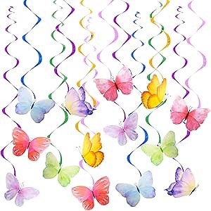 Fumwase 28 PCS Hanging Butterfly Party Decoration Hanging Butterfly Decoration for Baby Shower Wedding Room Wall Decor Spring Summer Garden Party Festival Celebration