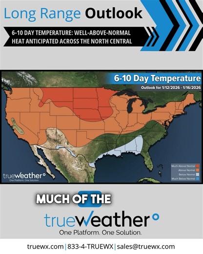 𝙇𝙊𝙉𝙂 𝙍𝘼𝙉𝙂𝙀 𝙊𝙐𝙏𝙇𝙊𝙊𝙆 - 1/6 - Across the United States, temperatures favor near or above normal overall, with pockets of colder air present but limited in scope. Warmth remains dominant on a national scale, while colder anomalies are confined to smaller regions. Dry conditions dominate much of the country, with near or below normal precipitation prevailing. The parts of the West Coast and Northern Rockies consistently stand out as one of the driest areas during this period. #Weather
