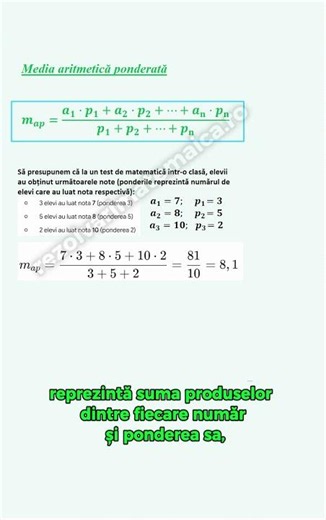 Media aritmetica ponderata #matematica #evaluarenationala