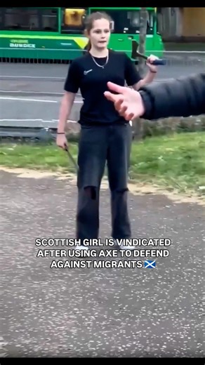 Visegrád24 on Instagram: "🏴󠁧󠁢󠁳󠁣󠁴󠁿 The young Scottish girl with the axe who went viral last year is being vindicated. 2 adult migrants are now on trial for assaulting 4 girls aged 12-14."