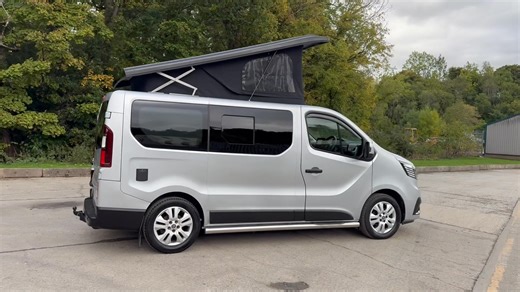 2023 Renault trafic sport campervan. Swb. 41k miles. Gloss grey furniture with oak block worktops. Available @£34995 | Voyager Camper Conversions ltd