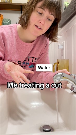Scrapes and hydrogen peroxide were a common pair for many growing up but that bubbling on our skin is doing more harm than good. Using hydrogen peroxide on a superficial cut can damage healthy tissue around it. To treat it, you should instead: - Apply direct pressure. - Clean it out with soap and water. - Cover it with a sterile bandage. | American Red Cross