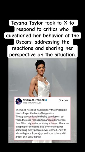 Teyana Taylor Speaks Out On X #TeyanaTaylor#Oscars#CelebrityNews#Hollywood#Trending