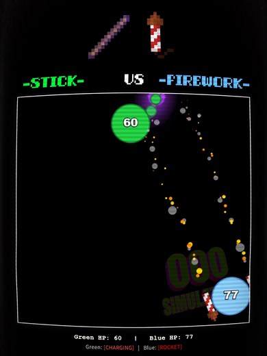 Minecraft Stick vs. Firework Simulation