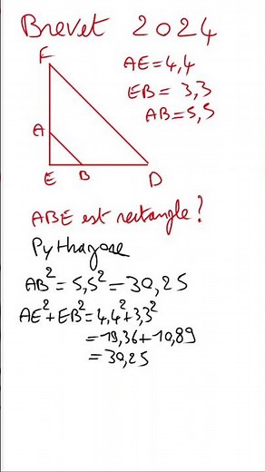 Brevet : Montrer qu'un triangle est rectangle - Pythagore (6)