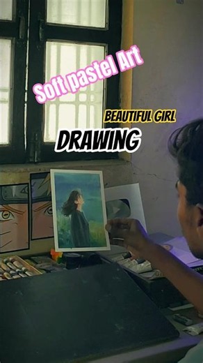 Using soft pastel 1st time 😱 Beutiful girl Drawing #drawing