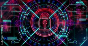 Animation of padlock icon, scope scanning and data processing