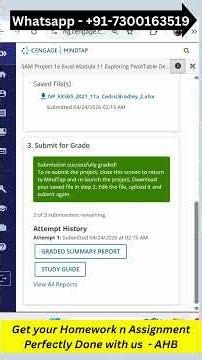 Excel Module 11 SAM Project 1A Answers | Cengage MindTap (Quick Help)