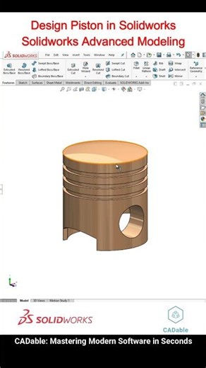 Design Piston in Solidworks | Solidworks Advanced Modeling #SolidworksPistonDesign #CADable