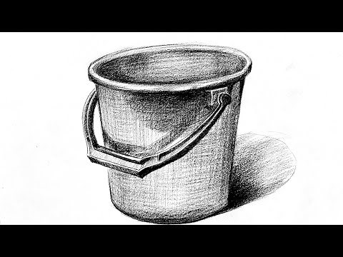 How to draw a plastic bucket step by step
