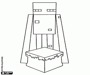 An enderman with a cake, Minecraft coloring page printable game