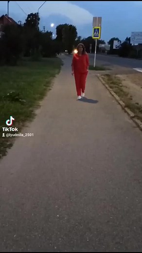 Casual Twilight Walk in Bright Red Tracksuit