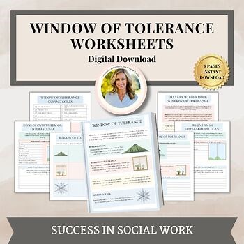 Window of Tolerance Nervous System Response, Therapy Worksheets, DBT, PTSD