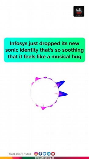 Marketing Mind on Instagram: "@infosys unveiled its sonic brand identity, the auditory equivalent of its blue visual identity and logo. The unique melody will be integrated across Infosys’ many platforms used by employees, and across brand assets, ranging from videos to signature events that the company’s clients and the broader community engage with. #MarketingMind #Infosys"