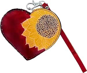 Red Heart-Shaped Coin Purse in Vegetable-Tanned Cowhide-Stylish and Multifunctional Mini Pouch for Coins, Cash, Keys, Lipstick, Earphones, Cables, and More, Creative Fashion Accessory, Zipper Closure