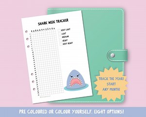 Shark Week Period Tracker Printable: A5/A4/US Letter Bujo (PDF Download) - Etsy