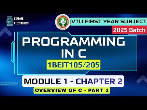 Module 1 Chapter 1 Programming in C | 1BEIT105/205 #vtu