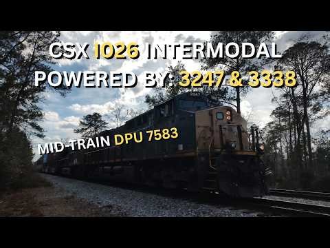 CSX I026 Intermodal CSX 3247 & 3338 with Mid Train DPU 7583 590 Axles
