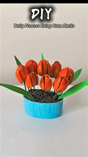 DIY Tulip Flowers Using Pista Shells 🌷 | Easy Waste to Art Craft ♻️✨