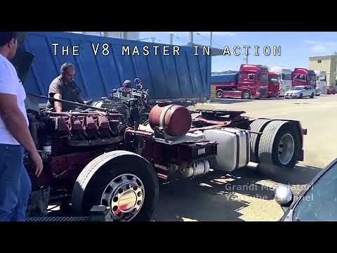 Sound test of the 18-liter v8 engine of the Iveco turbostar 190-48 truck