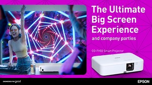 All work and no play can cause a serious dip in office morale, so reward your employees with a small party to unwind.​ The Epson CO-FH02 Smart Projector is a versatile office projector that can display office materials at meetings during the day, and project larger-than-life images that set the mood for your office party at night. ​ ​ Powered by Android TV™ and Epson's 3LCD technology, this Full HD projector delivers images that remain sharp, bright, and colorful even on a massive 391-inch displ