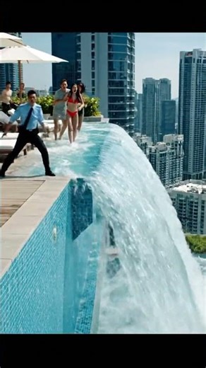 Scary Moment: The edge of the infinity pool gives way and everything gets flooded!