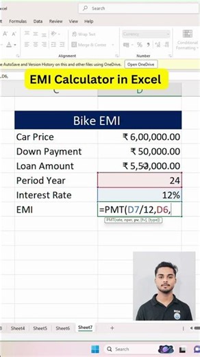 EMI CALCULATOR IN EXCEL BY TRICK ✅✅ #excel #exceltricks #shorttrick #interview #shorts #ytshorts