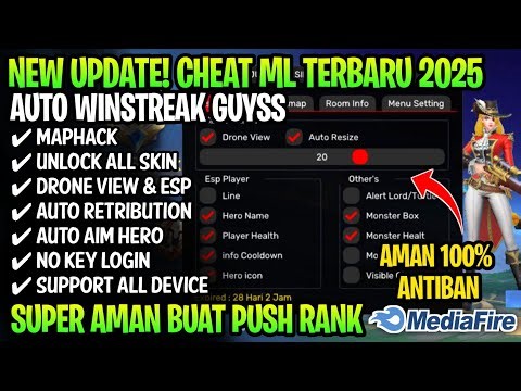 LATEST ML CHEAT 2025 ANTI BANNED - MOD MENU MAP HACK MOBILE LEGENDS UNLOCK ALL LATEST SKINS