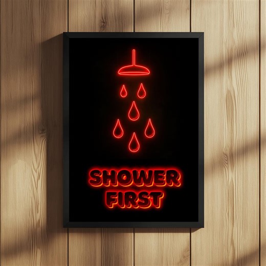 Printable Sauna Sign for Spas, Neon Instruction Shower First Wall Art, Modern Wellness Decor Poster for Gym, Hotel and Home Spa - Etsy