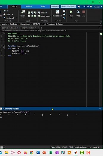 Programa 23 de Matlab. #FOR #WHILE #IF #ELSE #programming #matlab #matlabtutorials #tutorialesmatlab