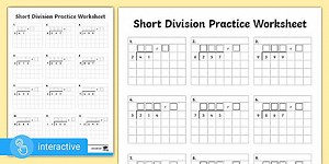 Interactive PDF: Year 5 Short Division Maths Practice Worksheet