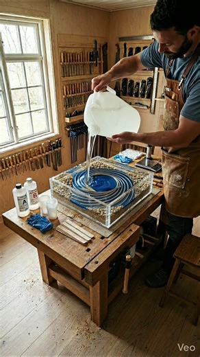 I Turned Sand Into a Frozen Whirlpool… Resin Table Build 🌀
