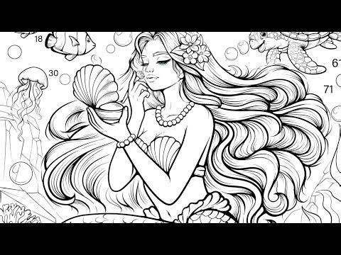 Color by Number Beautiful Mermaid Underwater Calm | ASMR-Inspired Focus Loop Color Oasis App
