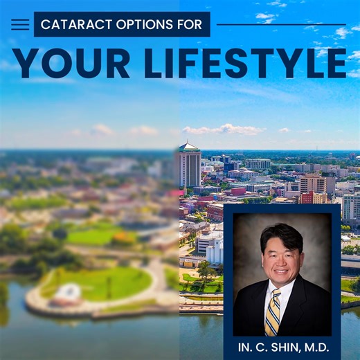 See clearly again with Dr. Shin at Montgomery Eye Physicians! 👀 Reduce your dependency on glasses with expert cataract care. Take our LASIK self-test today to see if you qualify! | Montgomery Eye Physicians