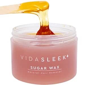 VidaSleek Sugar Wax Hair Remover for Men & Women - 100% Natural, Gentle & Washable Formula at Home Waxing - 10 Oz