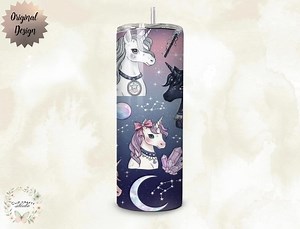 Celestial Witchcore Unicorn Pattern 20oz Tumbler, Cosmic Magical Unicorn Design, Witchy Pastel Coquette Unicorn Sublimation Digital Download - Etsy