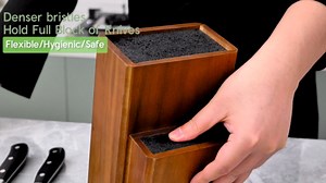 ENOKING Universal Knife Block without Knives, Acacia Wood Knife Holder/Knife Organizer with Removable Plastic Bristles for Kitchen Counter Knife Storage Rack