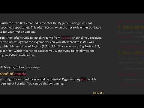 How to Fix Pygame Installation Issues with Conda