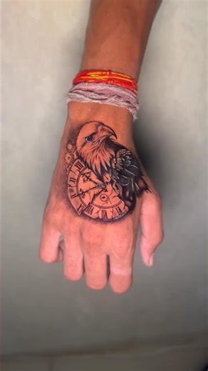 Eagle & Clock Tattoo 🦅⏳ | Time & Power Symbol Tattoo Design